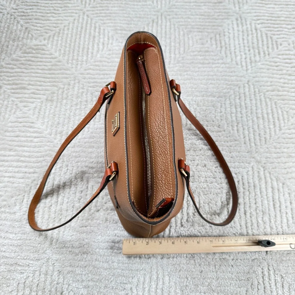 Dooney & Bourke Pebbled Leather Tote Women Medium Tan Caramel Shoulder Bag Zip